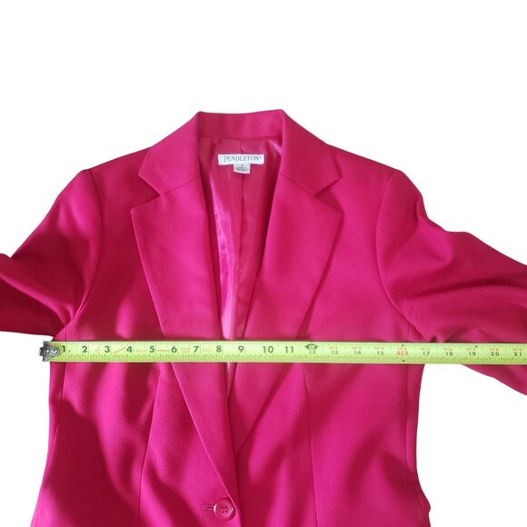 Pendleton Womens Fuchsia Pink Blazer Size 4 Virgin Wool Career Feminine Chic - Picture 4 of 8